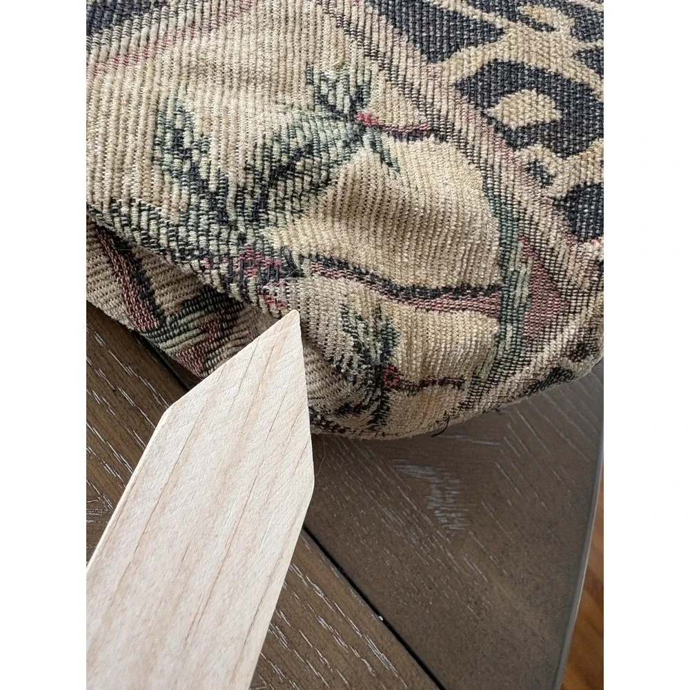 Bettina‎ Duncan Tapestry Handbag Leopard Palm Tree Kiss Lock Satchel Tan Brown